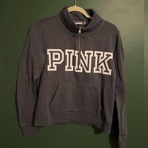 PINK Quarter-zip, Stone Gray